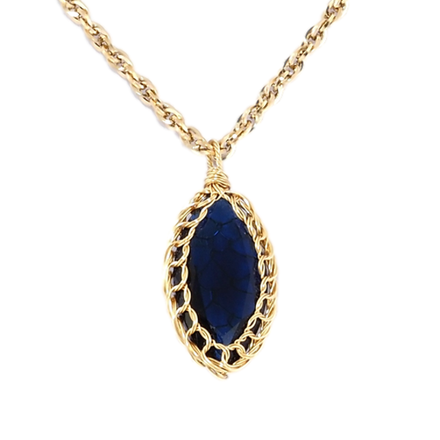 Подвеска на цепочке Xuping Позолота 18K Синий кристалл в плетенной оправе длина 50-55см х 3мм фото №1 Подвеска на цепочке Xuping Позолота 18K Синий кристалл в плетенной оправе длина 50-55см х 3мм фото №1