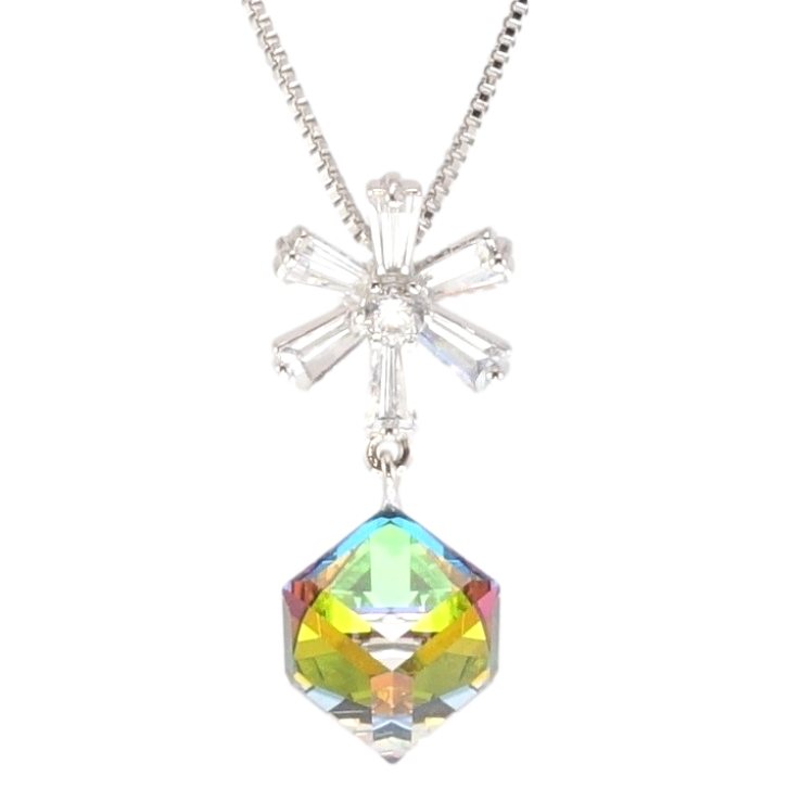 Кулон Xuping колір Родій з кр-ми Swarovski на ланцюжку Сніжинка з кристальним кубом Vitrail Medium довжина 39,5-45см фото №15 Кулон Xuping колір Родій з кр-ми Swarovski на ланцюжку Сніжинка з кристальним кубом Vitrail Medium довжина 39,5-45см фото №15
