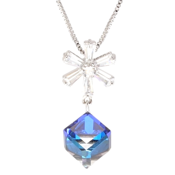 Кулон Xuping колір Родій із кр-ми Swarovski на ланцюжку Сніжинка з кристальним кубом Bermuda Blue довжина 39-44см фото №16 Кулон Xuping колір Родій із кр-ми Swarovski на ланцюжку Сніжинка з кристальним кубом Bermuda Blue довжина 39-44см фото №16