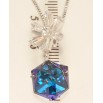 Кулон Xuping колір Родій із кр-ми Swarovski на ланцюжку Сніжинка з кристальним кубом Bermuda Blue довжина 39-44см фото №2 Кулон Xuping колір Родій із кр-ми Swarovski на ланцюжку Сніжинка з кристальним кубом Bermuda Blue довжина 39-44см фото №2
