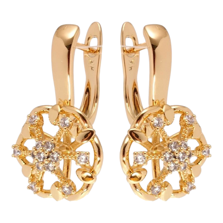 Серьги Xuping Позолота 18K английский замок Снежинка с кристаллами фото №5 Серьги Xuping Позолота 18K английский замок Снежинка с кристаллами фото №5