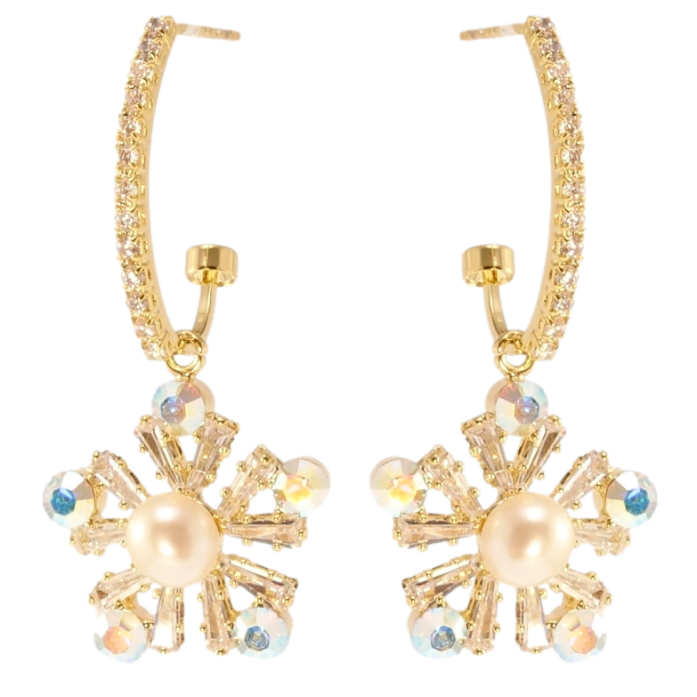 Серьги Xuping JEAN GOUJON Позолота 14K пусеты Изящные снежинки на дугах фото №1 Серьги Xuping JEAN GOUJON Позолота 14K пусеты Изящные снежинки на дугах фото №1