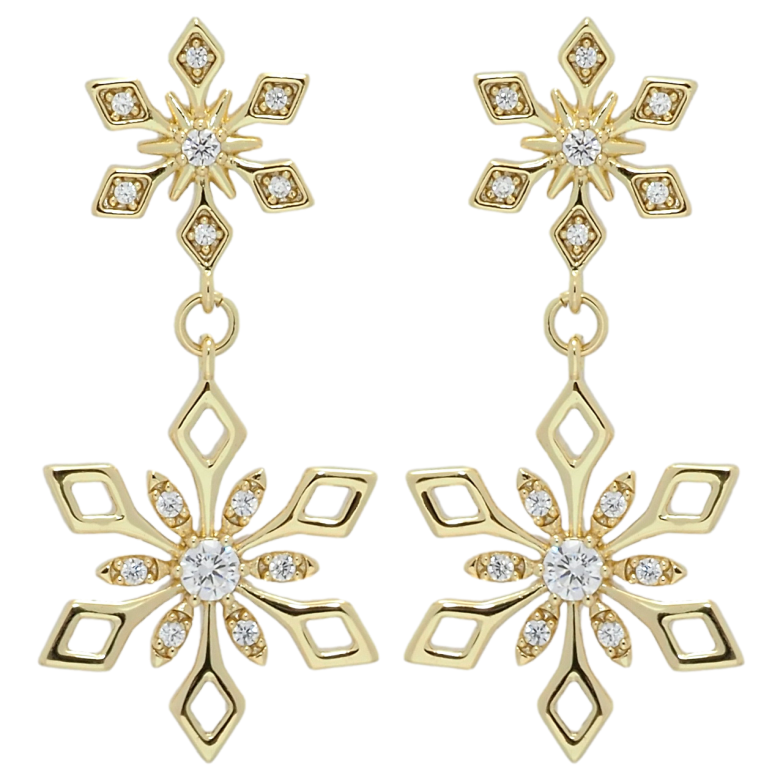 Серьги Xuping QQMM Позолота 14K пусеты Подвески снежинки фото №3
