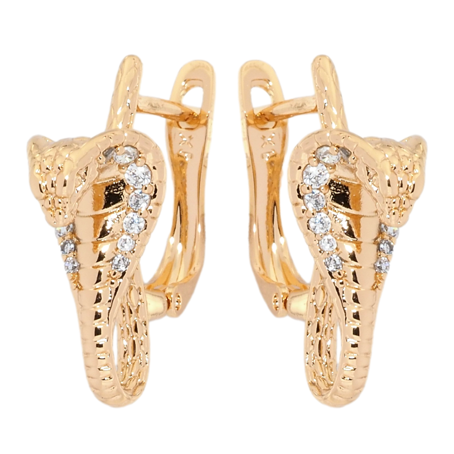 Серьги Xuping Позолота 18K английский замок Кобра фото №1 Серьги Xuping Позолота 18K английский замок Кобра фото №1