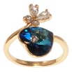 Кольцо Xuping цвет Позолота 18K с кр-ми Swarovski "Кристальное сердце Metallic Blue с цветочком" фото №2