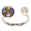 Кольцо Xuping цвет Родий с кр-ми Swarovski "Кристалл Light Volcano с жемчужиной" ø 7 и 9см фото №2 Кольцо Xuping цвет Родий с кр-ми Swarovski "Кристалл Light Volcano с жемчужиной" ø 7 и 9см фото №2