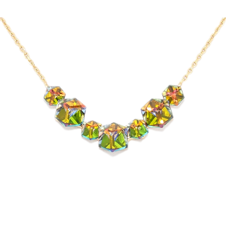 Колье Xuping цвет 18K с кр-ми Swarovski Кристальные кубики Vitrail Medium длина 40-44см х 1мм фото №8