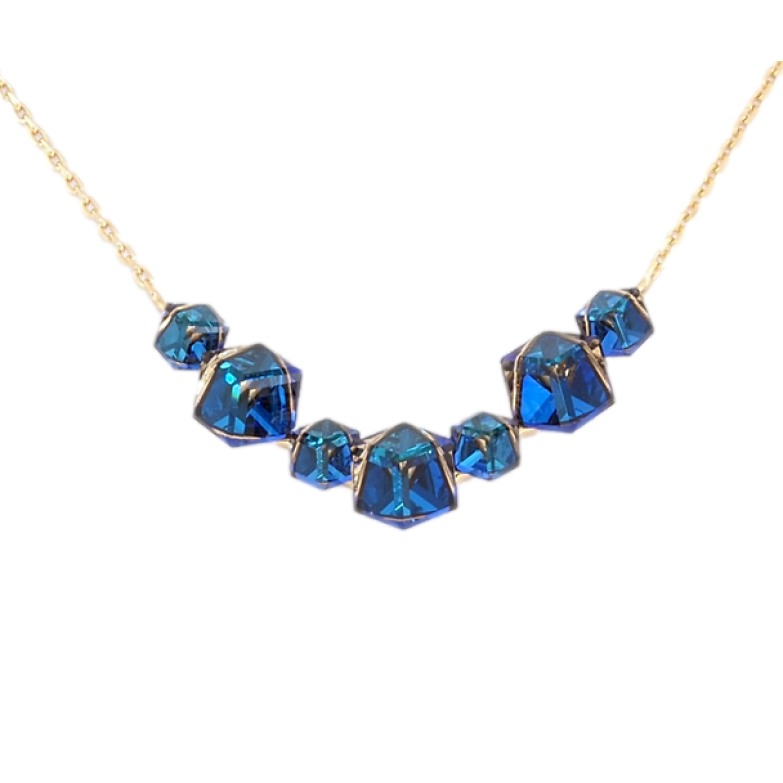 Кольє Xuping колір 18K з кр-ми Swarovski Кристальні кубики Capri Blue довжина 39-44см х 1мм фото №6 Кольє Xuping колір 18K з кр-ми Swarovski Кристальні кубики Capri Blue довжина 39-44см х 1мм фото №6