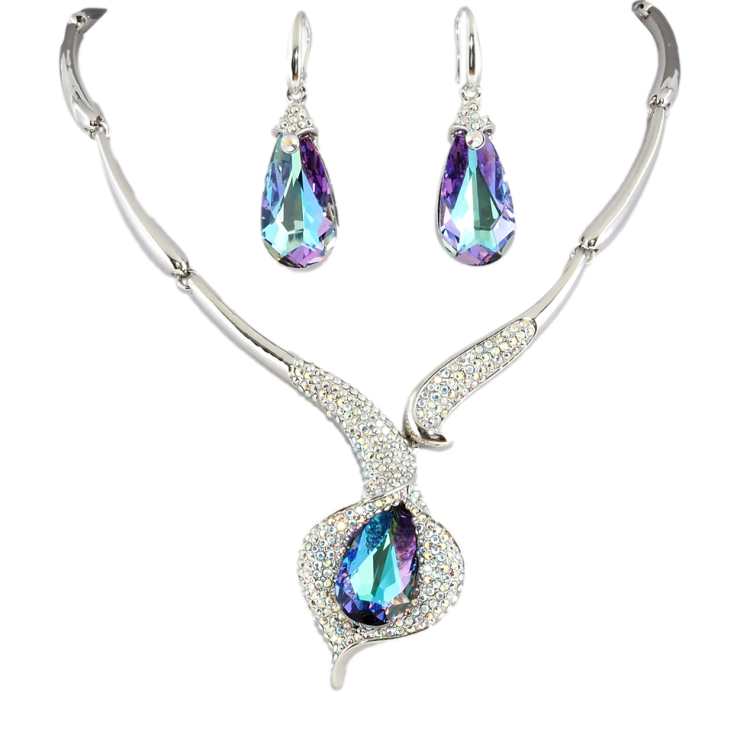 Набор Колье Серьги Xuping цвет Родий с кр-ми Swarovski Роскошная калла с кристаллом Paradise Shine дл. фото №14 Набор Колье Серьги Xuping цвет Родий с кр-ми Swarovski Роскошная калла с кристаллом Paradise Shine дл. фото №14