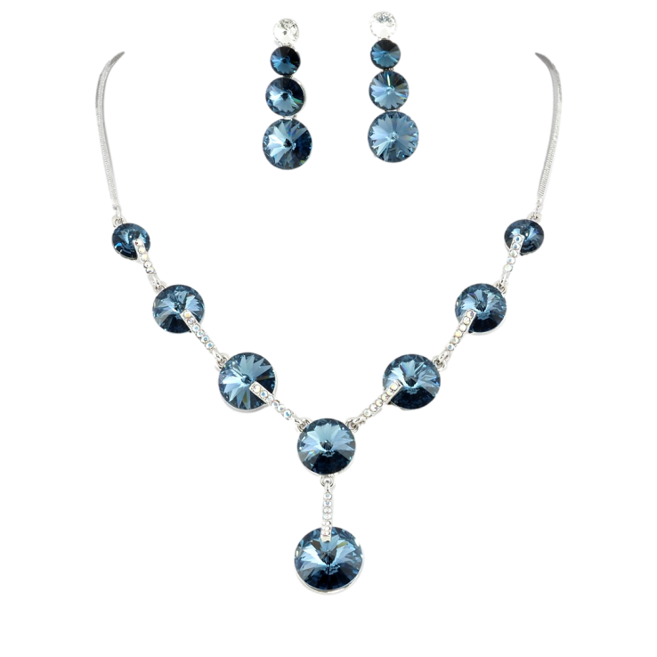 Набор Колье Серьги Xuping цвет Родий с кр-ми Swarovski Элегантность кристаллов Montana дл. 42-47см х 2мм фото №9 Набор Колье Серьги Xuping цвет Родий с кр-ми Swarovski Элегантность кристаллов Montana дл. 42-47см х 2мм фото №9