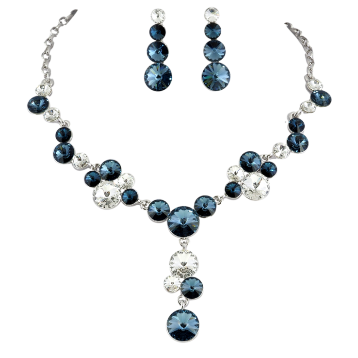 Набор Колье Серьги Xuping цвет Родий с кр-ми Swarovski Изящность кристаллов Montana и Clear дл. 41-46см х фото №15 Набор Колье Серьги Xuping цвет Родий с кр-ми Swarovski Изящность кристаллов Montana и Clear дл. 41-46см х фото №15