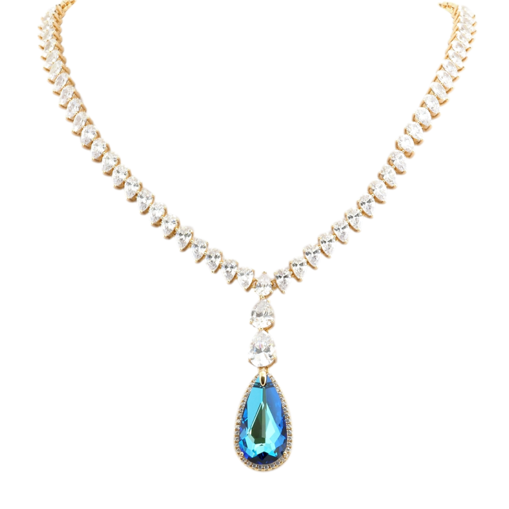Колье Xuping цвет 18K с кр-ми Swarovski Изящный блеск кристалла Bermuda Blue длина 51см х 5мм фото №6