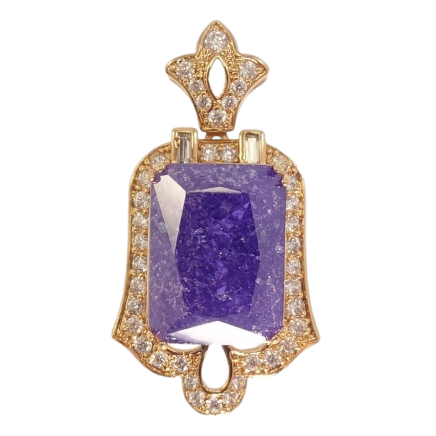 Кулон Xuping Позолота 18K Фіолетовий кристал у декоративному обрамленні цирконію фото №1