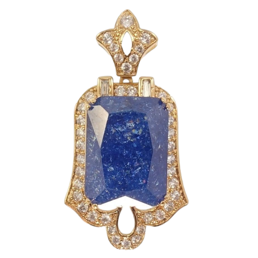 Кулон Xuping Позолота 18K Синій кристал у декоративному обрамленні цирконію фото №1 Кулон Xuping Позолота 18K Синій кристал у декоративному обрамленні цирконію фото №1