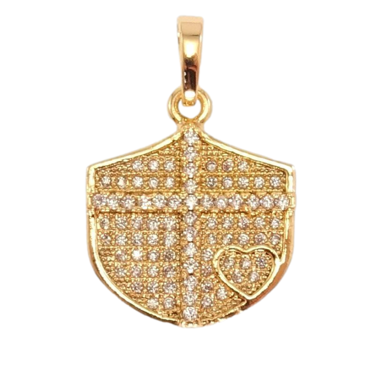 Кулон Xuping Позолота 18K Щит з хрестом та серцем інкрустація цирконій фото №21 Кулон Xuping Позолота 18K Щит з хрестом та серцем інкрустація цирконій фото №21