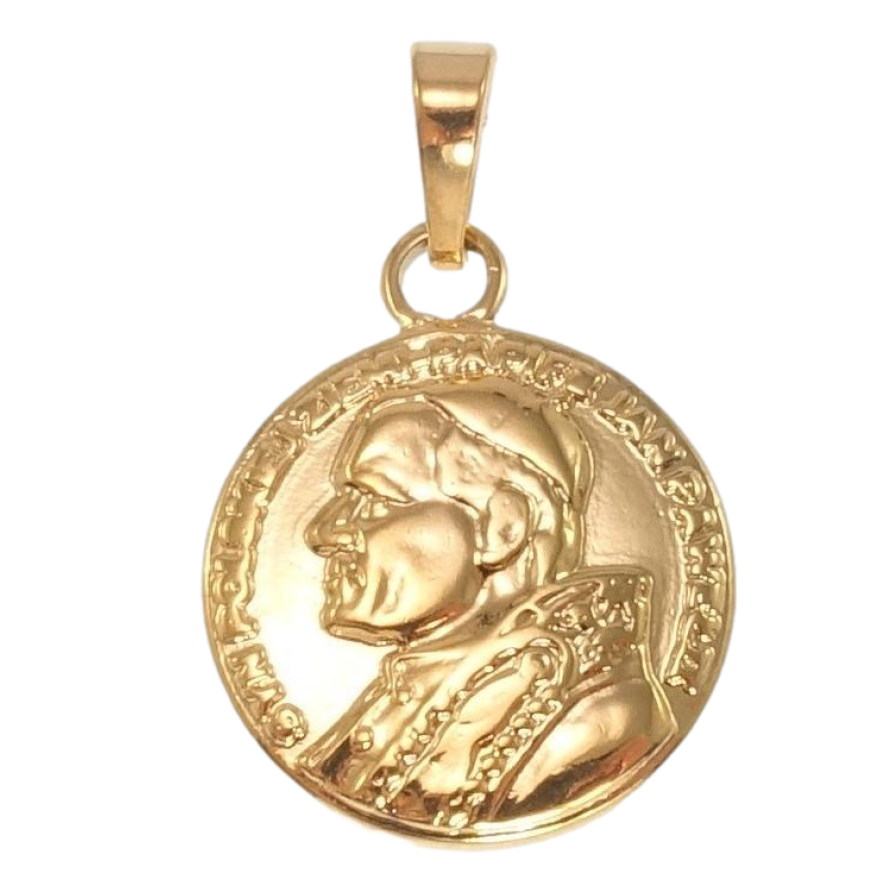 Кулон Xuping Позолота 18K Двусторонний Католический медальон с Иоанн Павел II и Максимилиан Кольбе фото №1 Кулон Xuping Позолота 18K Двусторонний Католический медальон с Иоанн Павел II и Максимилиан Кольбе фото №1