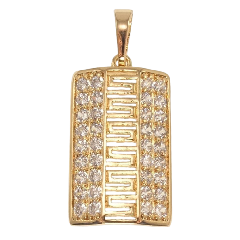 Кулон Xuping Позолота 18K Прямоугольная подвеска с инкрустацией цирконием и меандровым узором фото №4