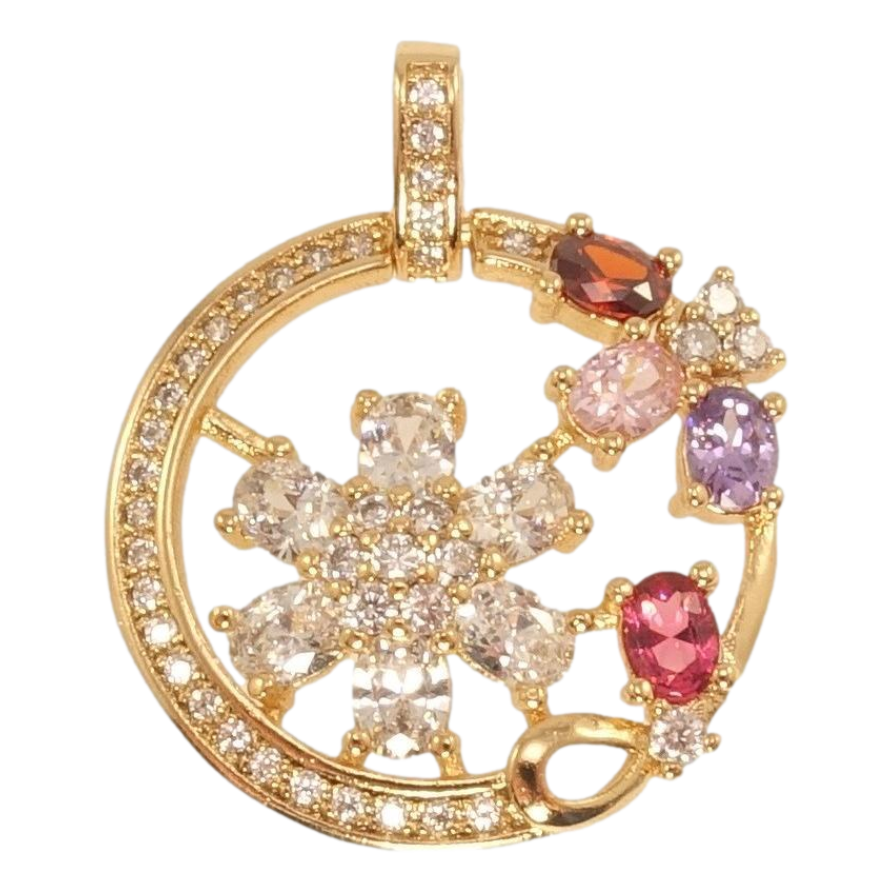 Кулон Xuping Позолота 18K Квітковий орнамент із кольоровим цирконієм фото №1 Кулон Xuping Позолота 18K Квітковий орнамент із кольоровим цирконієм фото №1
