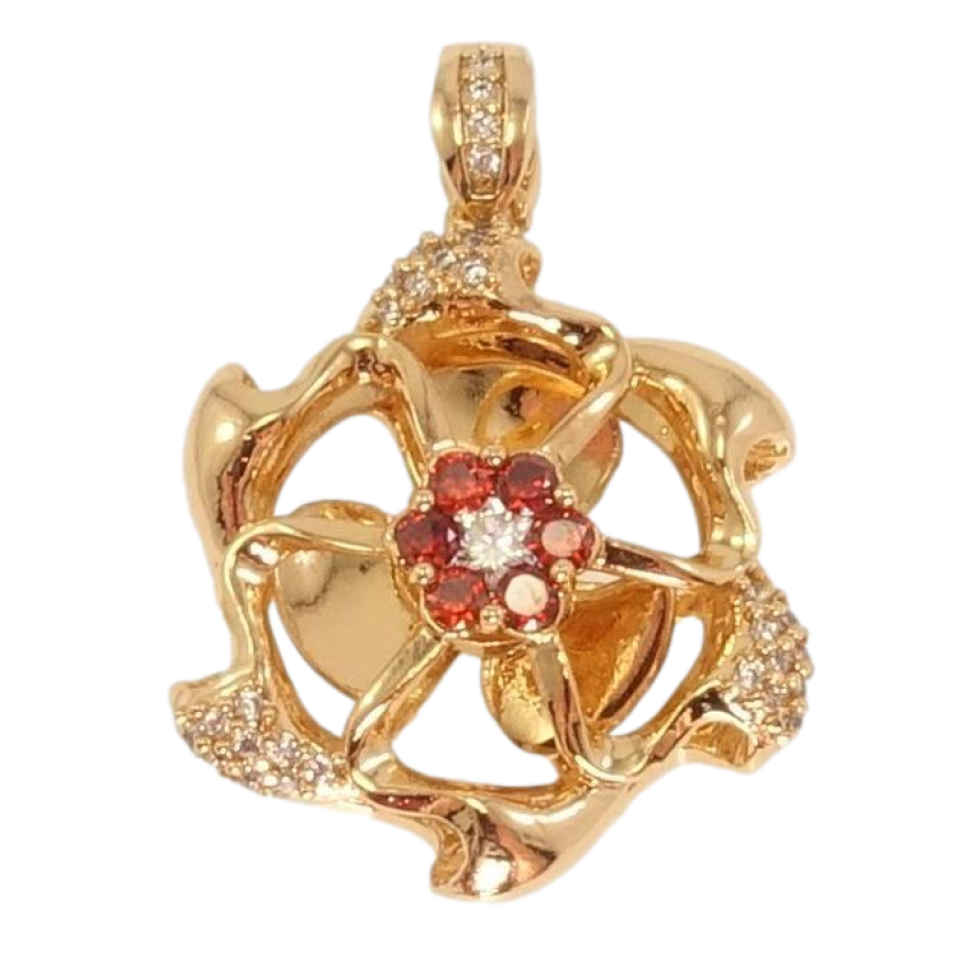 Кулон Xuping Позолота 18K Пропеллер с цирконием и красными фианитами фото №1 Кулон Xuping Позолота 18K Пропеллер с цирконием и красными фианитами фото №1