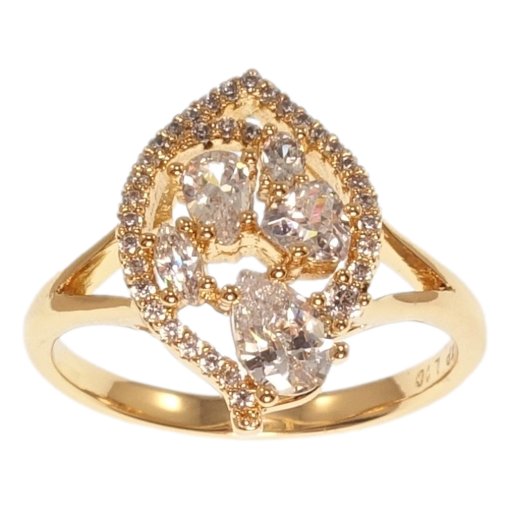 Каблучка Xuping Позолота 18K Пелюстка з розсипом цирконію фото №9 Каблучка Xuping Позолота 18K Пелюстка з розсипом цирконію фото №9