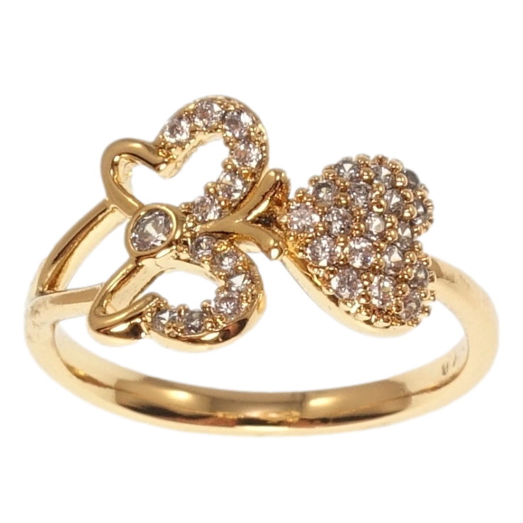 Каблучка Xuping Позолота 18K Метелик з серцем і розсипом цирконію фото №14