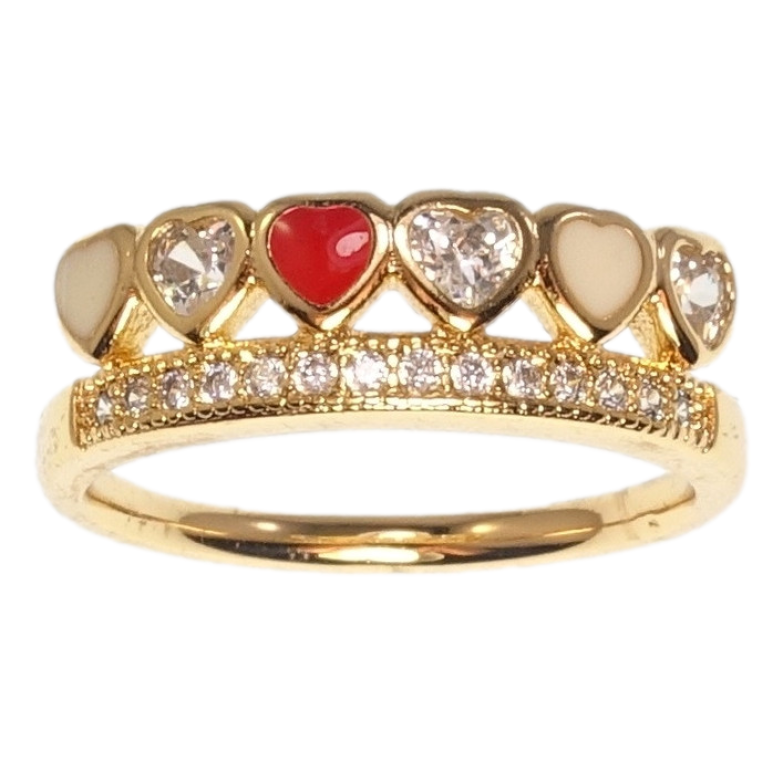 Кольцо Xuping Позолота 18K Тиара дорожка циркония и ряд сердечек фото №3 Кольцо Xuping Позолота 18K Тиара дорожка циркония и ряд сердечек фото №3