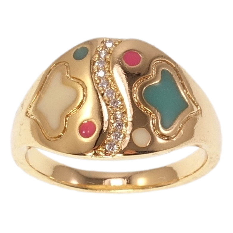 Каблучка Xuping Позолота 18K Візерунок з кольоровою емаллю фото №18