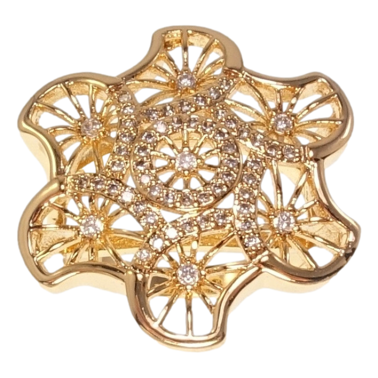 Каблучка Xuping Позолота 18K «Велика ажурна квітка з цирконієм» фото №21 Каблучка Xuping Позолота 18K «Велика ажурна квітка з цирконієм» фото №21