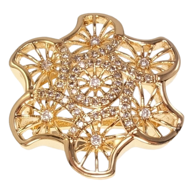 Каблучка Xuping Позолота 18K «Велика ажурна квітка з цирконієм» фото №5 Каблучка Xuping Позолота 18K «Велика ажурна квітка з цирконієм» фото №5