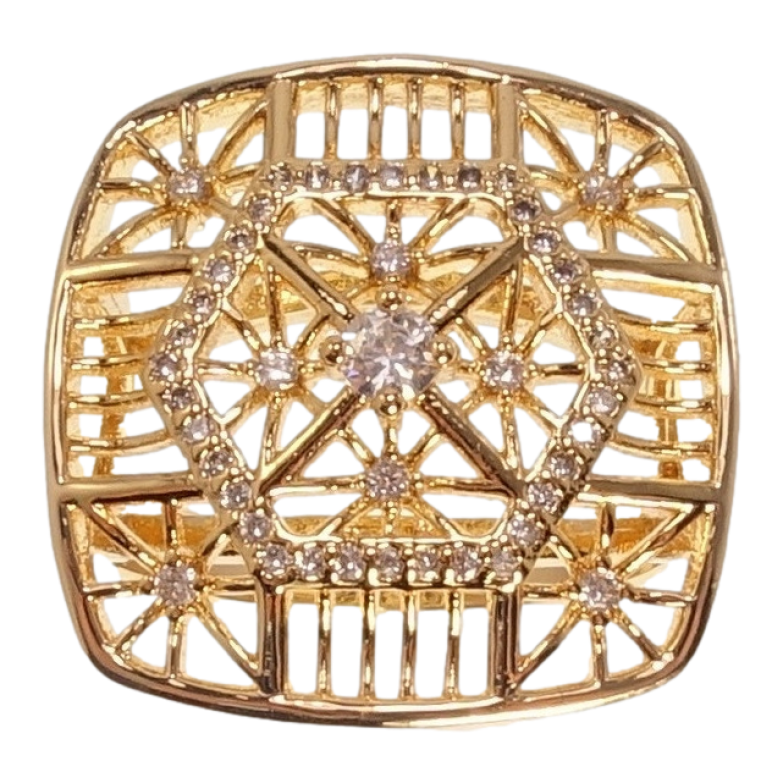 Каблучка Xuping Позолота 18K Квадратний Ажурний Купол нар. 17 фото №4 Каблучка Xuping Позолота 18K Квадратний Ажурний Купол нар. 17 фото №4