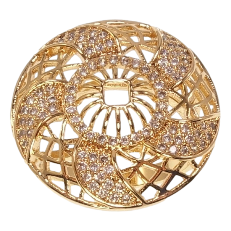 Каблучка Xuping Позолота 18K «Великий купол з різьбленим візерунком і цирконієм» фото №5