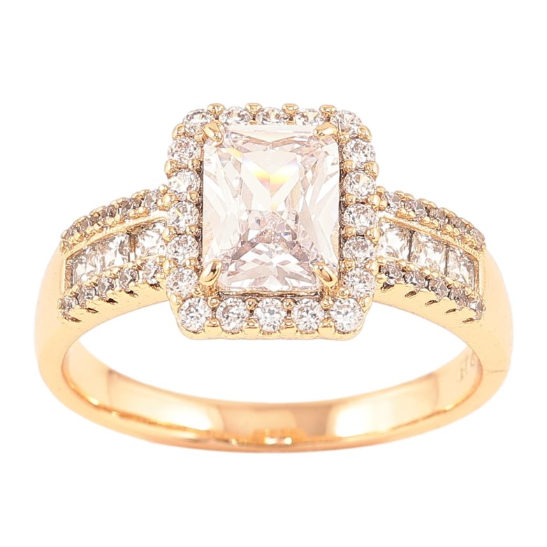 Каблучка Xuping Позолота 18K «Фіаніт з інкрустацією цирконієм» фото №2 Каблучка Xuping Позолота 18K «Фіаніт з інкрустацією цирконієм» фото №2