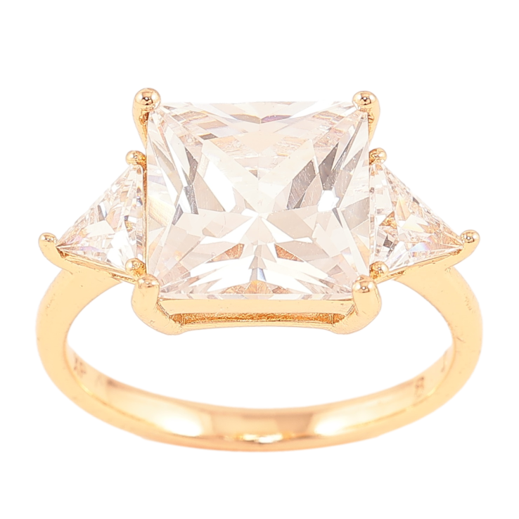 Каблучка Xuping Позолота 18K «Три фіаніти» фото №16