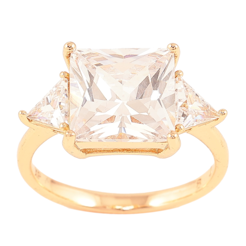 Каблучка Xuping Позолота 18K «Три фіаніти» фото №6