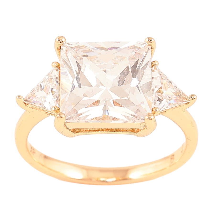 Каблучка Xuping Позолота 18K «Три фіаніти» фото №1 Каблучка Xuping Позолота 18K «Три фіаніти» фото №1