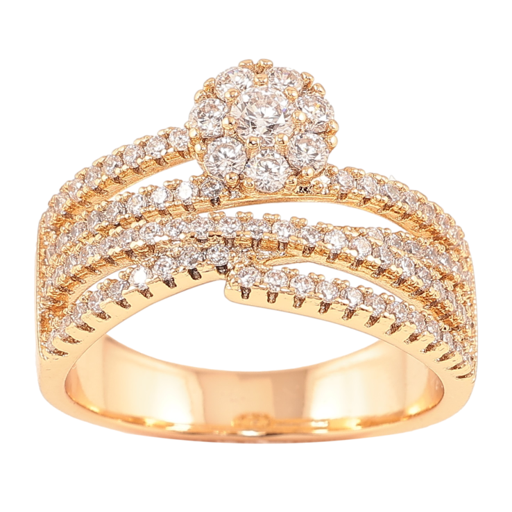 Каблучка Xuping Позолота 18K «Доріжки цирконію з квіточкою» фото №6 Каблучка Xuping Позолота 18K «Доріжки цирконію з квіточкою» фото №6