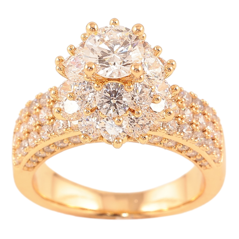 Каблучка Xuping Позолота 18K «Інкрустація цирконієм з високим куполом з кристалів» фото №4