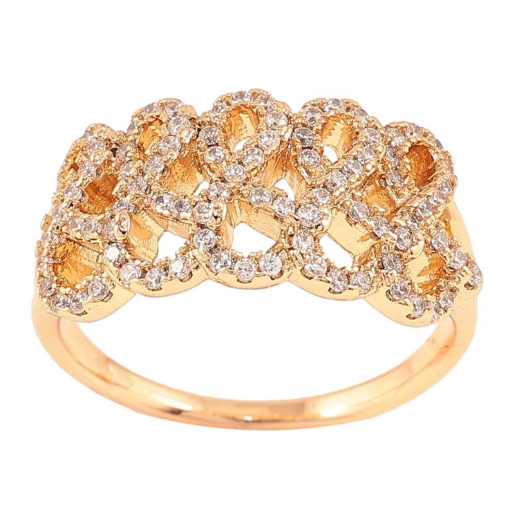 Каблучка Xuping Позолота 18K «Візерунок з цирконієм» фото №7