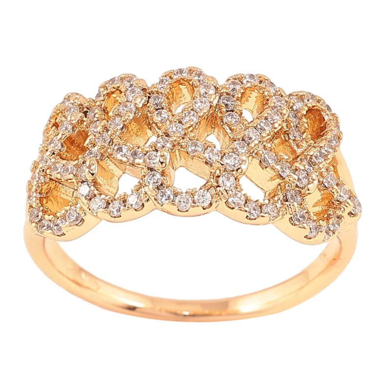 Каблучка Xuping Позолота 18K «Візерунок з цирконієм» фото №1 Каблучка Xuping Позолота 18K «Візерунок з цирконієм» фото №1