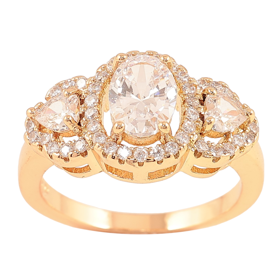 Каблучка Xuping Позолота 18K «Фіаніти в обрамленні цирконію» фото №1