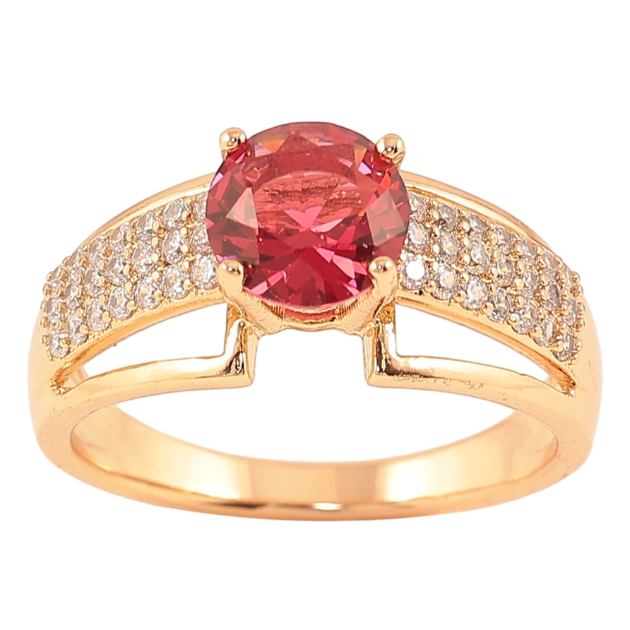 Каблучка Xuping Позолота 18K «Інкрустація цирконієм з червоним фіанітом» фото №1 Каблучка Xuping Позолота 18K «Інкрустація цирконієм з червоним фіанітом» фото №1