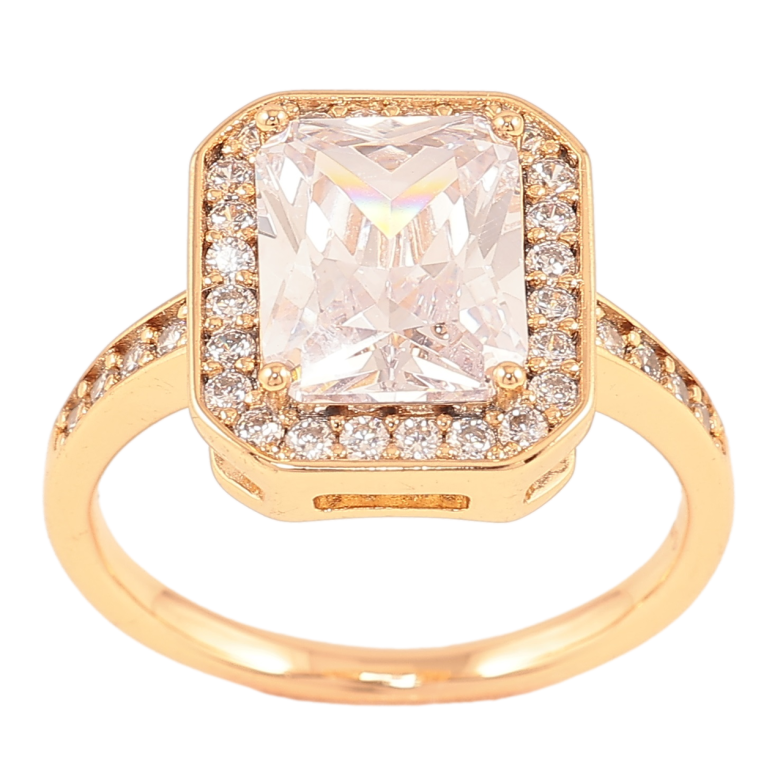 Каблучка Xuping Позолота 18K «Фіаніт в обрамленні цирконію» фото №5 Каблучка Xuping Позолота 18K «Фіаніт в обрамленні цирконію» фото №5