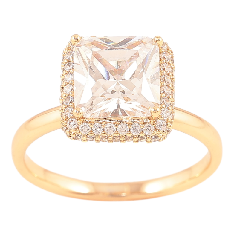 Каблучка Xuping Позолота 18K «Фіаніт в оправі з цирконієм» фото №1 Каблучка Xuping Позолота 18K «Фіаніт в оправі з цирконієм» фото №1
