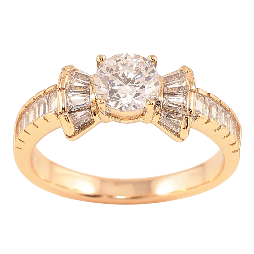 Каблучка Xuping Позолота 18K «Кришталевий бант» фото №1 Каблучка Xuping Позолота 18K «Кришталевий бант» фото №1