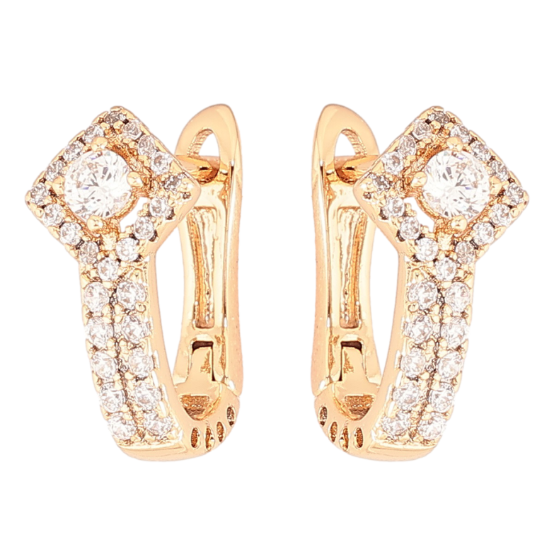 Серьги Xuping Позолота 18K английский замок Ромбовый узор с инкрустацией цирконием фото №2