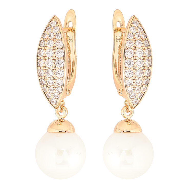 Серьги Xuping Позолота 18K английский замок Жемчужные подвески с инкрустацией цирконием цирконием фото №14 Серьги Xuping Позолота 18K английский замок Жемчужные подвески с инкрустацией цирконием цирконием фото №14