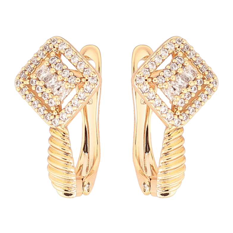 Серьги Xuping Позолота 18K английский замок Ромбовый узор с цирконием фото №4
