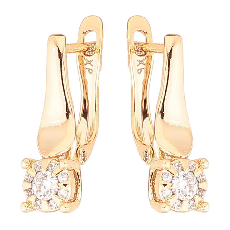 Серьги Xuping Позолота 18K английский замок Узор с цирконием фото №6 Серьги Xuping Позолота 18K английский замок Узор с цирконием фото №6