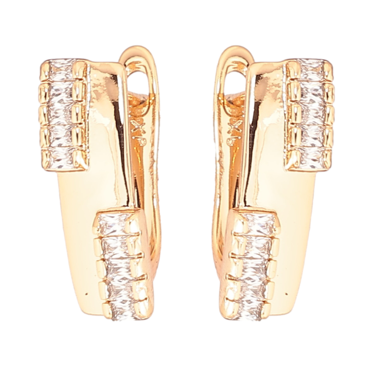 Серьги Xuping Позолота 18K английский замок Узор из дорожек циркония фото №10 Серьги Xuping Позолота 18K английский замок Узор из дорожек циркония фото №10