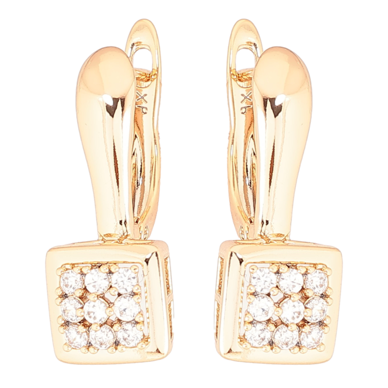 Серьги Xuping Позолота 18K английский замок Узор с инкрустацией цирконием фото №3